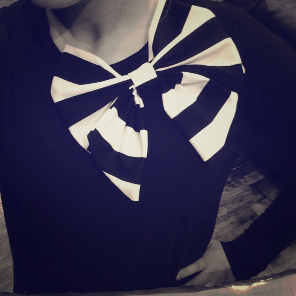Black and White Striped Bow